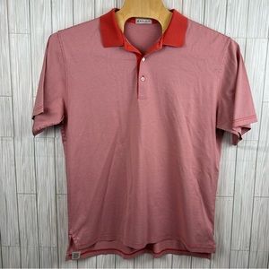 Peter Millar Men’s Salmon and Gray Striped Short Sleeve‎ Polo Size XL
